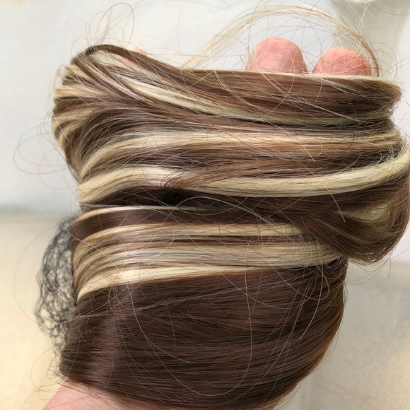 NWT 22” mix chocolate medium brown blonde bronde straight ponytail - Picture 1 of 12